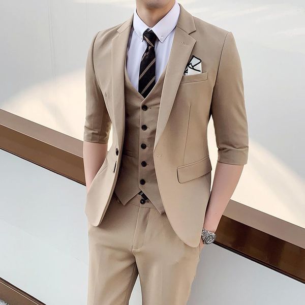 men's suits & blazers (jacket + vest pants) young summer half sleeve gentleman england suit wedding business casual dress, White;black
men's suits & blazers (jacket + vest pants) young summer half sleeve gentleman england suit wedding business casual dress, White;black
