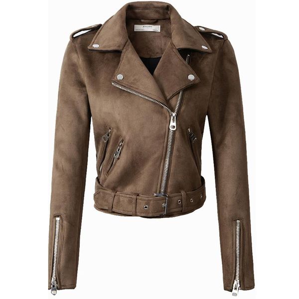 women's leather & faux 2021 autumn winter suede womens biker jacket brown slim female long sleeve zipper motorcyle coat, Black
women's leather & faux 2021 autumn winter suede womens biker jacket brown slim female long sleeve zipper motorcyle coat, Black