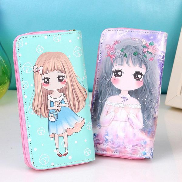 cartoon lady wallet pu style zipper korean student leather girl uogrl
