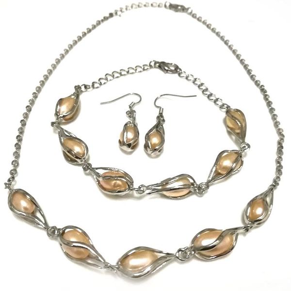 earrings & necklace 16 inches 7-8mm natural pink rice pearl chain 8 bracelet hook earring fashion jewelry set, Silver
earrings & necklace 16 inches 7-8mm natural pink rice pearl chain 8 bracelet hook earring fashion jewelry set, Silver