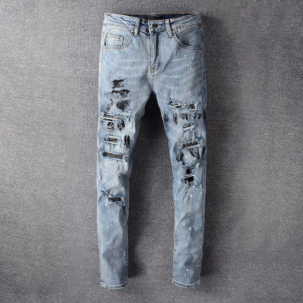 luxur designer 2021 jeans france distressed fashion straight man s biker holes stretch denim casual jean men skinny pants elasticity male, Blue
luxur designer 2021 jeans france distressed fashion straight man s biker holes stretch denim casual jean men skinny pants elasticity male, Blue