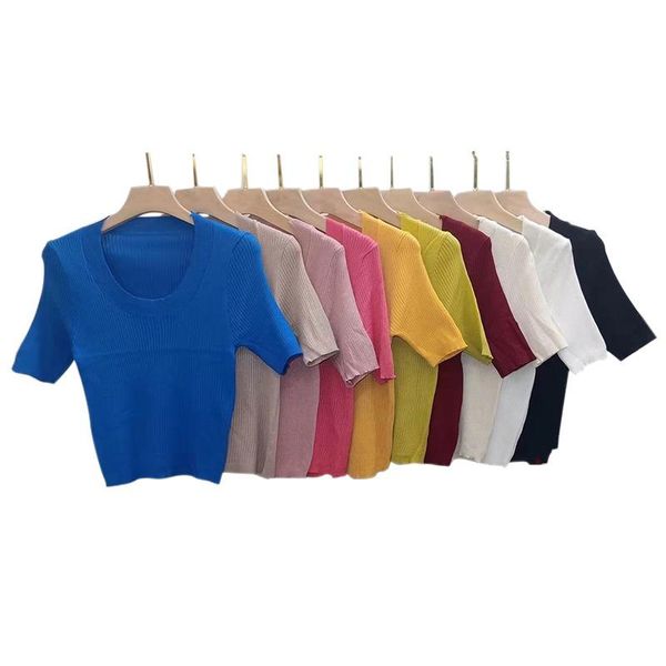 women's t-shirt women .s fashion tshirt summer korean style solid casual slim knitted short-sleeved t-shirt', White
women's t-shirt women .s fashion tshirt summer korean style solid casual slim knitted short-sleeved t-shirt', White