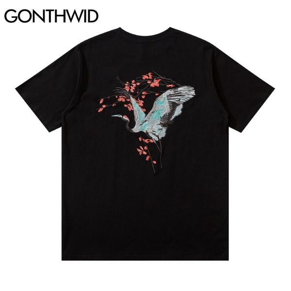 t-shirts japanese style embroidery crane cherry blossoms flowers casual cotton tees harajuku hip hop streetwear 210602, White;black
t-shirts japanese style embroidery crane cherry blossoms flowers casual cotton tees harajuku hip hop streetwear 210602, White;black