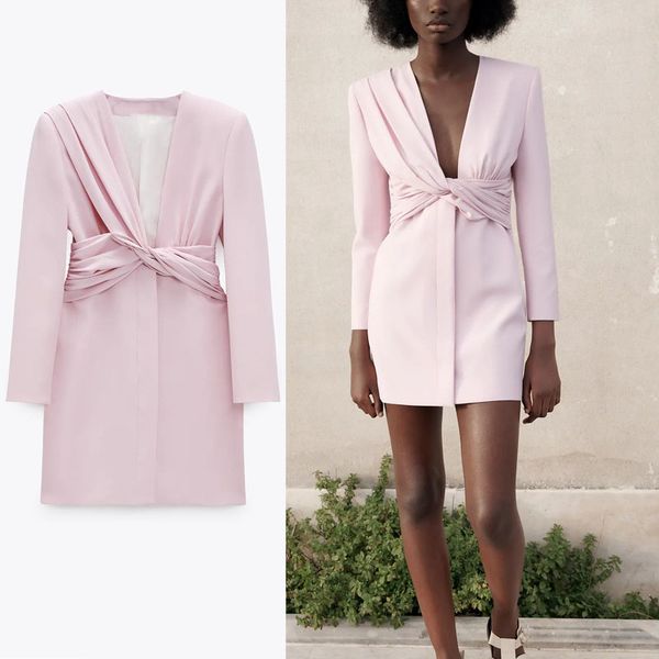 za 2021 knot ruched mini dress women vintage long sleeve pink black office lady dresses woman front button elegant summer dress, Black;gray
za 2021 knot ruched mini dress women vintage long sleeve pink black office lady dresses woman front button elegant summer dress, Black;gray