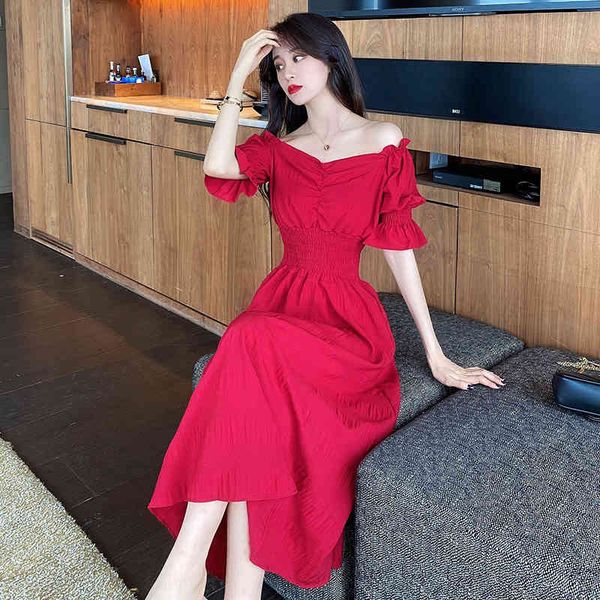 summer short sleeve women casual dress vintage fashion female solid chiffon dresses strapless elastic waist a-line vestidos 210423, Black;gray
summer short sleeve women casual dress vintage fashion female solid chiffon dresses strapless elastic waist a-line vestidos 210423, Black;gray