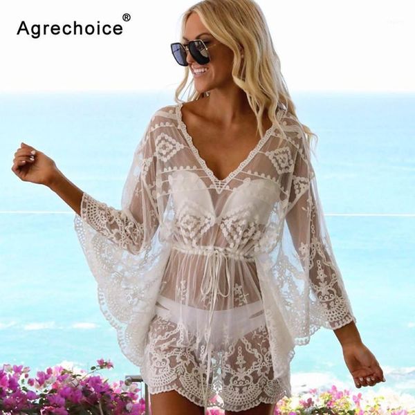 mesh lace embroidery beach cover up women bikini skirt long sleeve beachwear bathing suits cover-up women's swimwear, White;black
mesh lace embroidery beach cover up women bikini skirt long sleeve beachwear bathing suits cover-up women's swimwear, White;black