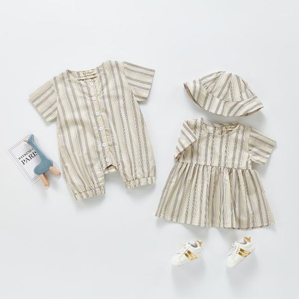 spring summer baby girls striped bodysuit born short sleeve dress and boys hat 3 pieces suit kids clothes 0-3 years jumpsuits, Blue
spring summer baby girls striped bodysuit born short sleeve dress and boys hat 3 pieces suit kids clothes 0-3 years jumpsuits, Blue
