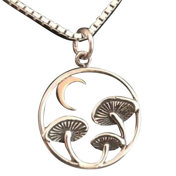 pendant necklaces european and american retro mushroom necklace crescent simple hollow jewelry, Silver
pendant necklaces european and american retro mushroom necklace crescent simple hollow jewelry, Silver