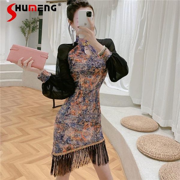 casual dresses 2021 summer women's improved cheongsam short dress vintage tassel slim-fit lantern sleeve mid-length party female, Black;gray
casual dresses 2021 summer women's improved cheongsam short dress vintage tassel slim-fit lantern sleeve mid-length party female, Black;gray