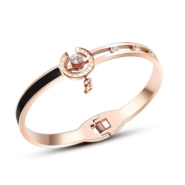 valentine's day rose gold be love roman designer steel titanium alloy projection fashion charm women bracelet jewelry bangle, Black
valentine's day rose gold be love roman designer steel titanium alloy projection fashion charm women bracelet jewelry bangle, Black