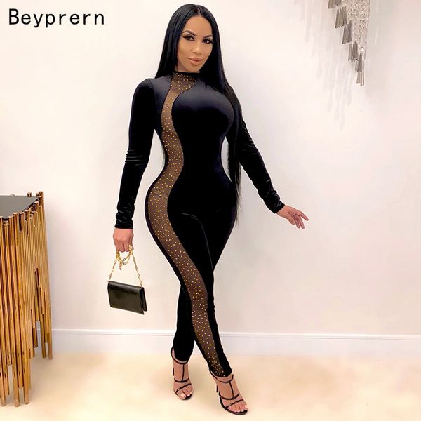 beyprern beautiful see through crystal studded velvet jumpsuits chic womens hollow out mesh insert rompers party club wear, Black;white
beyprern beautiful see through crystal studded velvet jumpsuits chic womens hollow out mesh insert rompers party club wear, Black;white