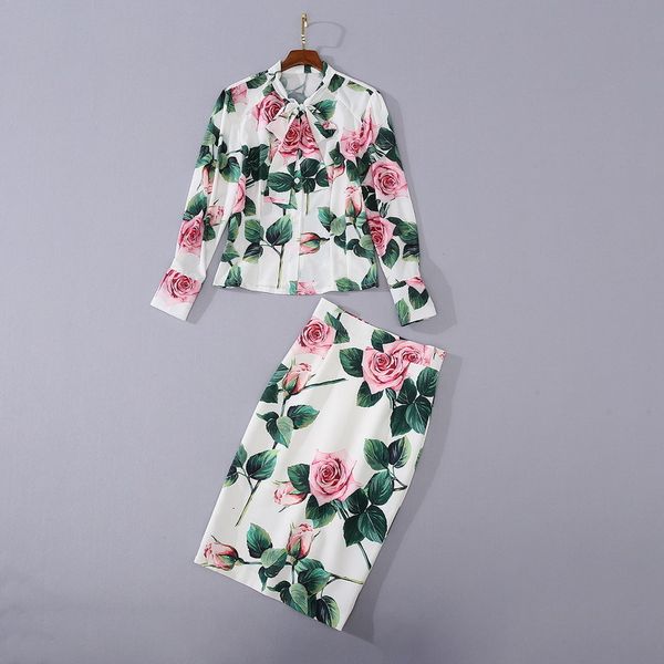 two piece dress european and american women's wear summer style long - sleeved bow collar shirt rose print skirt fashion suits xgk0, White
two piece dress european and american women's wear summer style long - sleeved bow collar shirt rose print skirt fashion suits xgk0, White