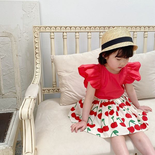 cute girls cherry printing clothes sets kids solid color fly sleeve and floral skirt 2 pcs 210508, White
cute girls cherry printing clothes sets kids solid color fly sleeve and floral skirt 2 pcs 210508, White
