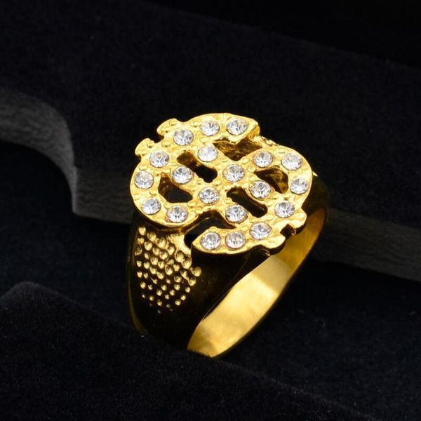 gold diamond dollar sign hip hop men's ring t188, Black
gold diamond dollar sign hip hop men's ring t188, Black