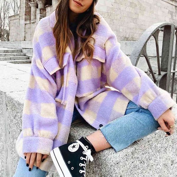 women's jackets autumn purple lattice long woolen women winter vintage plaid coat female chic thick single brested overcoat mi24, Black;brown
women's jackets autumn purple lattice long woolen women winter vintage plaid coat female chic thick single brested overcoat mi24, Black;brown