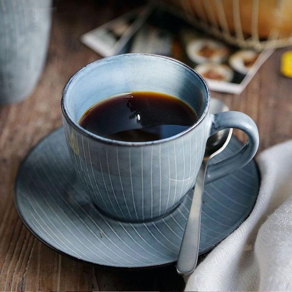 cups & saucers japanese retro coffee cup saucer set creative handmade color glaze striped porcelain tea with handle home drinkware 250ml
cups & saucers japanese retro coffee cup saucer set creative handmade color glaze striped porcelain tea with handle home drinkware 250ml