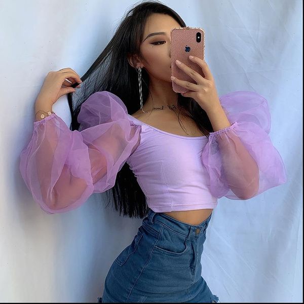 puff sleeve womens shirts spring mesh spliced blouse shirt women and blouses vintage crop 4 colors, White
puff sleeve womens shirts spring mesh spliced blouse shirt women and blouses vintage crop 4 colors, White