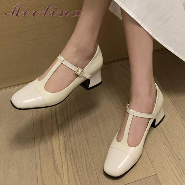 meotina genuine leather t-strap women shoes mid heel elegant footwear square toe thick heels pumps buckle strap ladies 40 dress, Black
meotina genuine leather t-strap women shoes mid heel elegant footwear square toe thick heels pumps buckle strap ladies 40 dress, Black