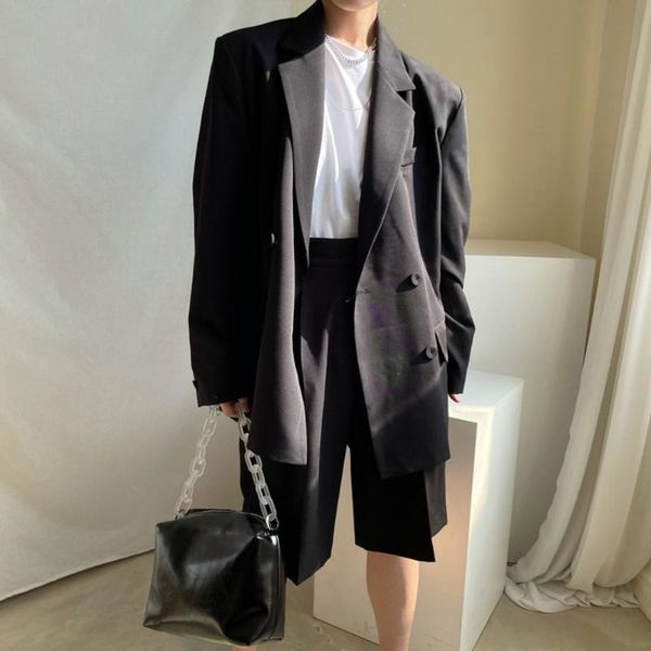 women's tracksuits spring autumn office blazer sets loose two piece set women long sleeve double breasted coat + high waist short pants, Gray
women's tracksuits spring autumn office blazer sets loose two piece set women long sleeve double breasted coat + high waist short pants, Gray