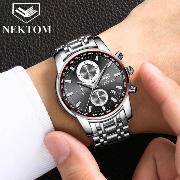 watches nektom brand men business quartz watch men's stainless steel band 30m waterproof date wristwatches relogio masculino, Slivery;brown
watches nektom brand men business quartz watch men's stainless steel band 30m waterproof date wristwatches relogio masculino, Slivery;brown