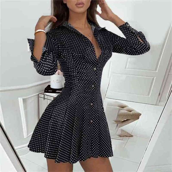 women black polka dot pleated dress long sleeve turn-down collar elegant fashion female autumn 210427, Black;gray
women black polka dot pleated dress long sleeve turn-down collar elegant fashion female autumn 210427, Black;gray