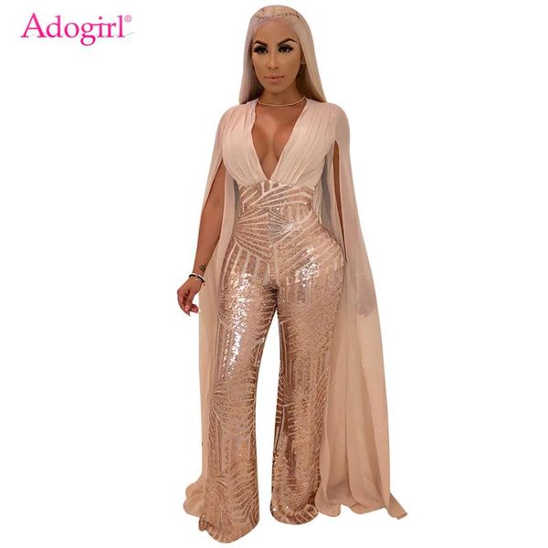 women's jumpsuits & rompers adogirl cape split extra long sleeve sequins jumpsuit elegant deep v neck slim romper women night club part, Black;white
women's jumpsuits & rompers adogirl cape split extra long sleeve sequins jumpsuit elegant deep v neck slim romper women night club part, Black;white