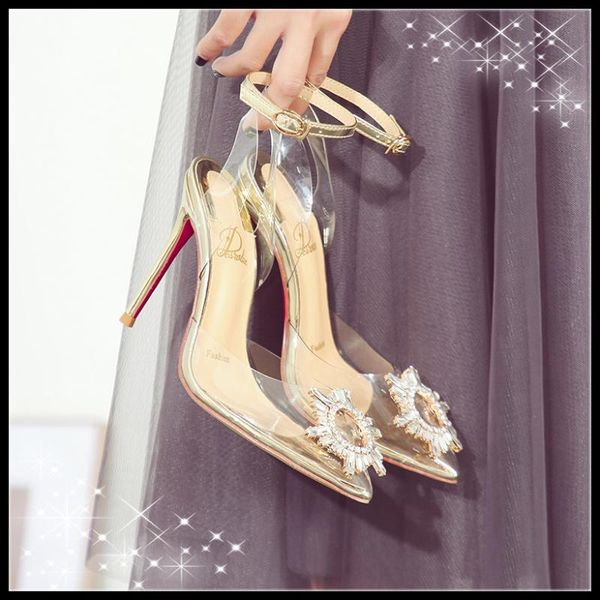 dress shoes net red same transparent crystal sandals 2021 versatile strap high heeled thin fairy style, Black
dress shoes net red same transparent crystal sandals 2021 versatile strap high heeled thin fairy style, Black