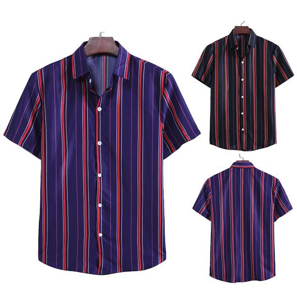foreign trade men's stripe casual business shirt short sleeve shirts, White;black 
foreign trade men's stripe casual business shirt short sleeve shirts, White;black