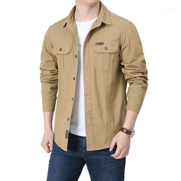 men's dress shirts 2021 long-sleeved shirt loose plus size spring and autumn washed sports outdoor pure cotton casual tooling, White;black
men's dress shirts 2021 long-sleeved shirt loose plus size spring and autumn washed sports outdoor pure cotton casual tooling, White;black