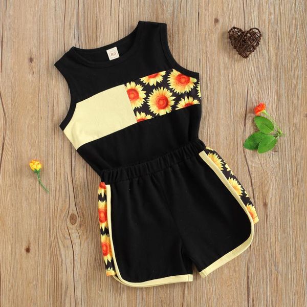 children tank + shorts, sunflower print, color block sleeveless casual cool summer clothing 2021 sets, White
children tank + shorts, sunflower print, color block sleeveless casual cool summer clothing 2021 sets, White