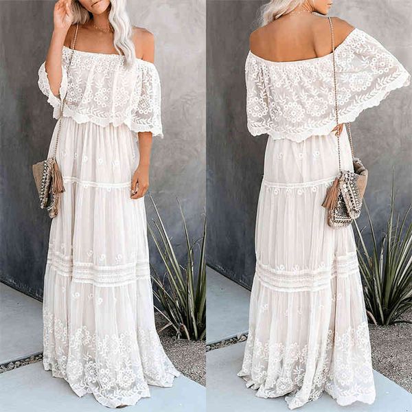 elegant bikini cover-ups slash neck summer beach dress long white lace tunic women wear swim suit cover up a505 210420, White;black
elegant bikini cover-ups slash neck summer beach dress long white lace tunic women wear swim suit cover up a505 210420, White;black