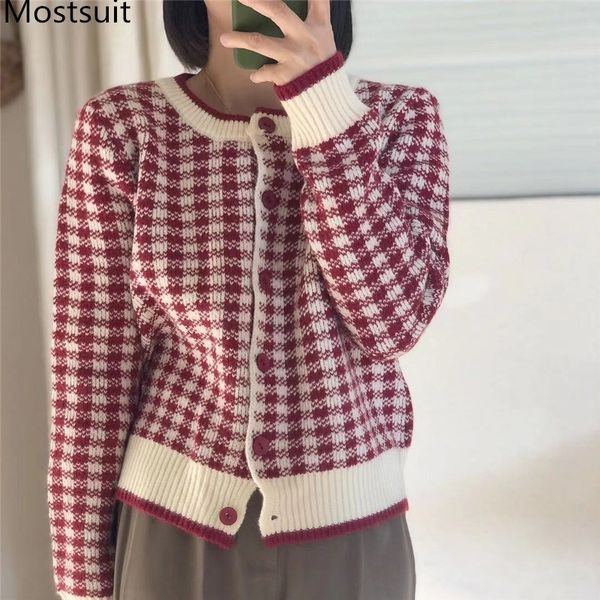 plaid knitted cardigan sweater women full sleeve o-neck single breasted knitwear korean vintage female jumpers 210514, White
plaid knitted cardigan sweater women full sleeve o-neck single breasted knitwear korean vintage female jumpers 210514, White