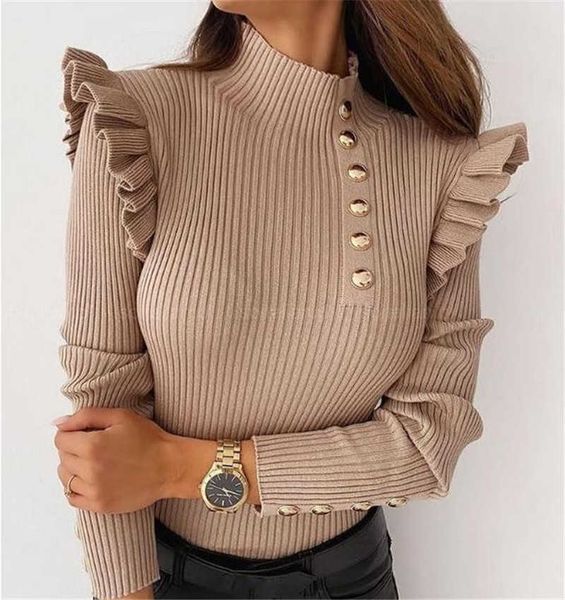women's knits & tees ruffle skinny fashion solid color high neck knitting designer women autumn clo 3wck, White
women's knits & tees ruffle skinny fashion solid color high neck knitting designer women autumn clo 3wck, White