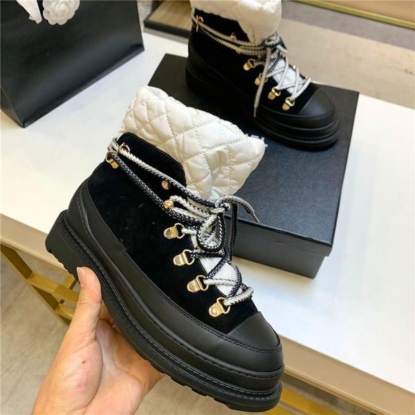 boots non-slip snow metal decorative ski mixed color short lace-up wool platform stitching women's shoes, Black
boots non-slip snow metal decorative ski mixed color short lace-up wool platform stitching women's shoes, Black