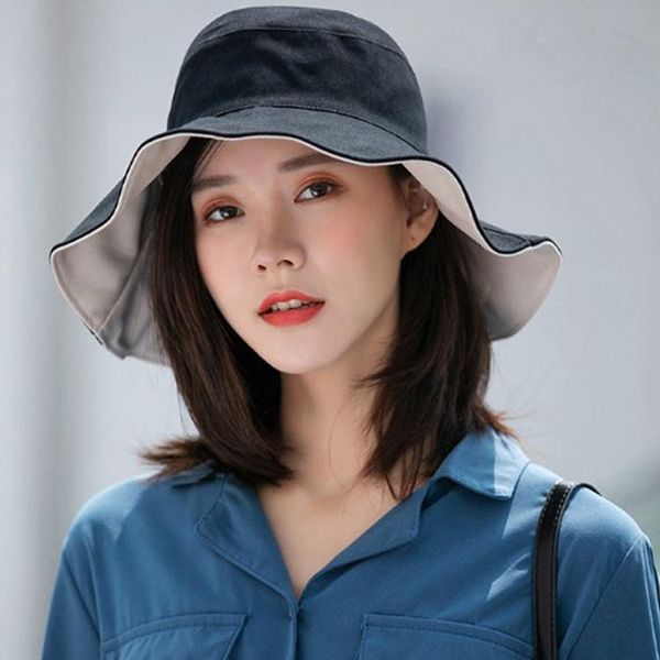 wide brim hats korean version of the double-sided fisherman hat female summer big eaves japanese wild net red sunscreen sun, Blue;gray
wide brim hats korean version of the double-sided fisherman hat female summer big eaves japanese wild net red sunscreen sun, Blue;gray