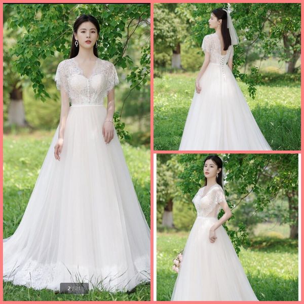robe de mariage 2021 white lace tulle a line wedding dress short sleeve v neckline court train corset bride dresses summer beach elegant bri
robe de mariage 2021 white lace tulle a line wedding dress short sleeve v neckline court train corset bride dresses summer beach elegant bri