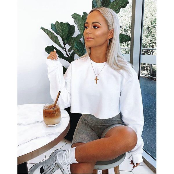 women's t-shirt women solid basic long sleeve tshirt o neck crop casual shirts high waist slim short sport femme streetwear, White
women's t-shirt women solid basic long sleeve tshirt o neck crop casual shirts high waist slim short sport femme streetwear, White