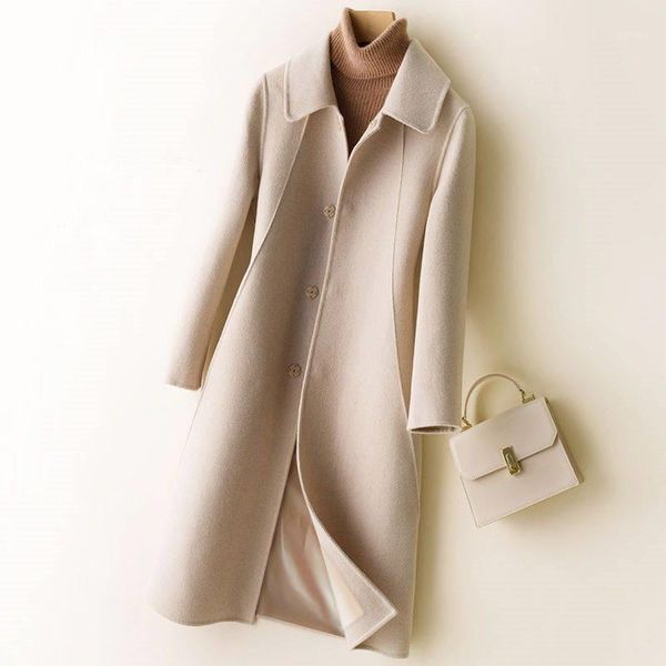 women's wool & blends coat winter and jacket women plus size korean long warm beige elegant cashmere vintage cape femme, Black 
women's wool & blends coat winter and jacket women plus size korean long warm beige elegant cashmere vintage cape femme, Black