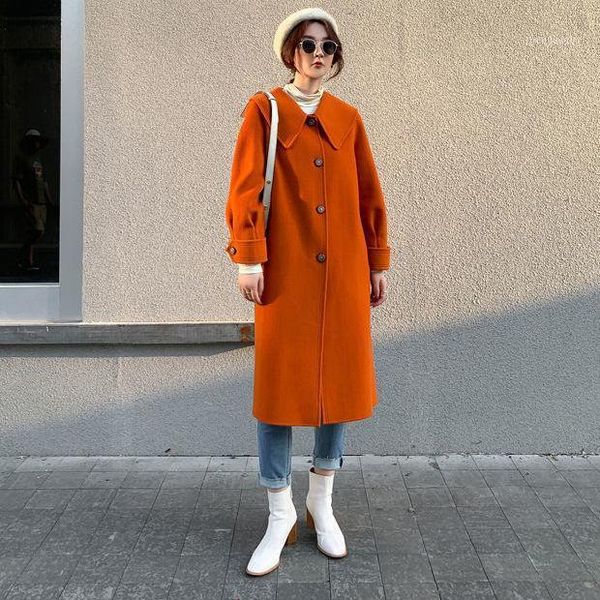 women's wool & blends women 2021 autumn winter fashion long sleeve coat female cashmere coats elegant ladies chic casual warm overcoats, Black
women's wool & blends women 2021 autumn winter fashion long sleeve coat female cashmere coats elegant ladies chic casual warm overcoats, Black