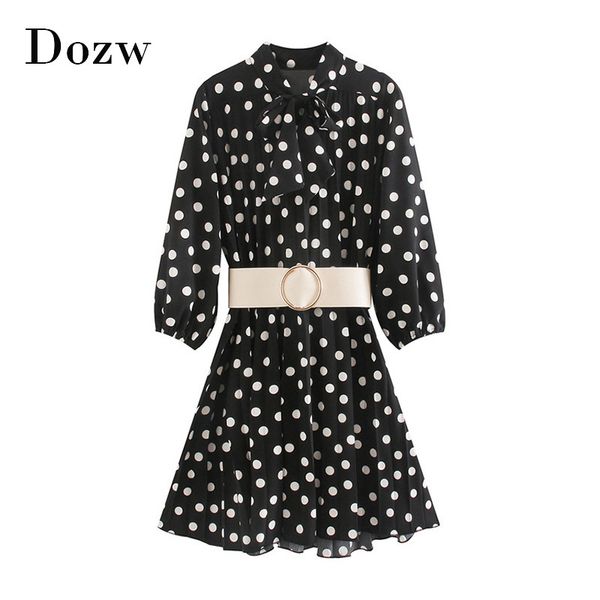 vintage polka dot pleated mini dress with belt bow tie collar elegant party dress female long sleeve casual dresses vestido 210414, Black;gray
vintage polka dot pleated mini dress with belt bow tie collar elegant party dress female long sleeve casual dresses vestido 210414, Black;gray
