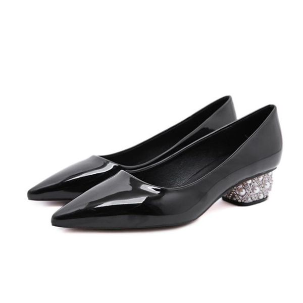 dress shoes women's pointed toe mid heel woman crystal pump women elegant office ladies patent leather female slip on shallow footwear, Black
dress shoes women's pointed toe mid heel woman crystal pump women elegant office ladies patent leather female slip on shallow footwear, Black