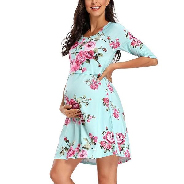 maternity dresses women's floral dress nursing nightgown for breastfeeding nightshirt sleepwear half sleeve round neck pregnant, White
maternity dresses women's floral dress nursing nightgown for breastfeeding nightshirt sleepwear half sleeve round neck pregnant, White