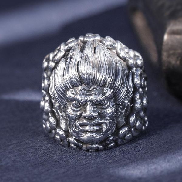 cluster rings solid 999 sterling silver thai retro biker mens men handmade demon buddha ring jewelry gift a4770, Golden;silver
cluster rings solid 999 sterling silver thai retro biker mens men handmade demon buddha ring jewelry gift a4770, Golden;silver