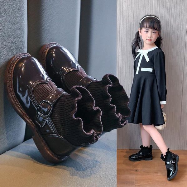 boots baby girls short 2021 winter soft sole toddler kids knitted stitching patent leather princess socks, Black;grey
boots baby girls short 2021 winter soft sole toddler kids knitted stitching patent leather princess socks, Black;grey
