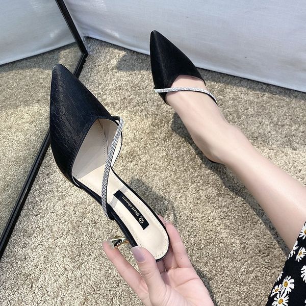 luxury dress shoes semi cool slipper wear summer fashion sandals 2021 high heels thin heel pointed muller sho, Black
luxury dress shoes semi cool slipper wear summer fashion sandals 2021 high heels thin heel pointed muller sho, Black