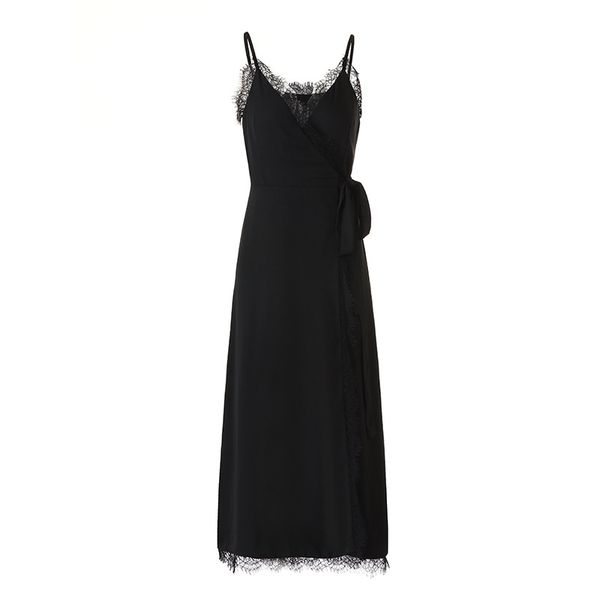 2021 women's dress with thin straps mid-length sleeveless lace stitching fashion party dress, Black
2021 women's dress with thin straps mid-length sleeveless lace stitching fashion party dress, Black