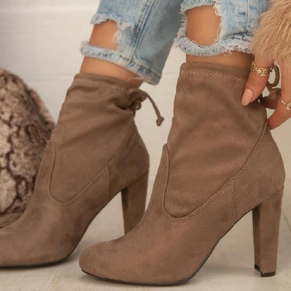 boots women high heels ankle flocked leather lace up ladies shoes autumn winter round toe vintage female, Black
boots women high heels ankle flocked leather lace up ladies shoes autumn winter round toe vintage female, Black