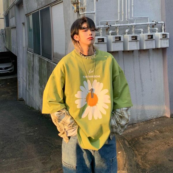 men's t-shirts green plaid patchwork t shirt long sleeve harajuku funny shirts fashion tees student japan high street cool vintage, White;black
men's t-shirts green plaid patchwork t shirt long sleeve harajuku funny shirts fashion tees student japan high street cool vintage, White;black