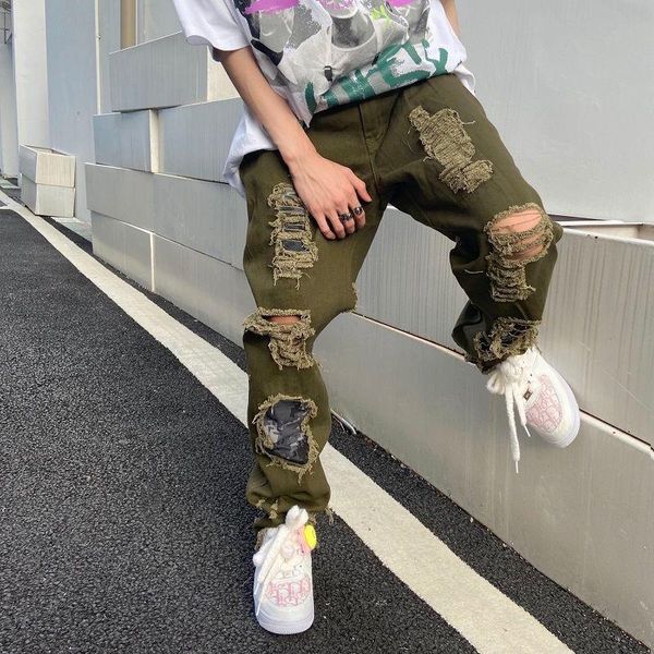 men's pants streetwear women and men knife torn jeans embroidered straight down loose legged hip hop cool beggar's harem, Black
men's pants streetwear women and men knife torn jeans embroidered straight down loose legged hip hop cool beggar's harem, Black