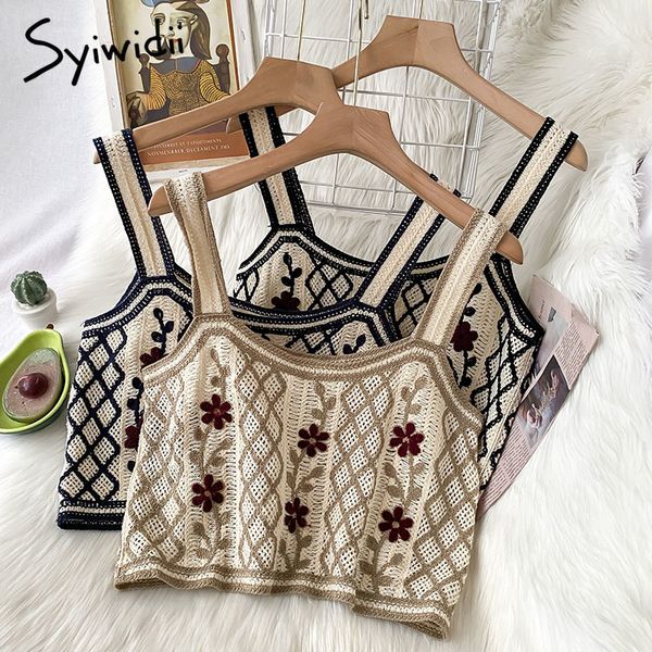 syiwidii vintage embroidery floral camis women casual short knitted crop black tank summer fashion clothing 210417, White
syiwidii vintage embroidery floral camis women casual short knitted crop black tank summer fashion clothing 210417, White